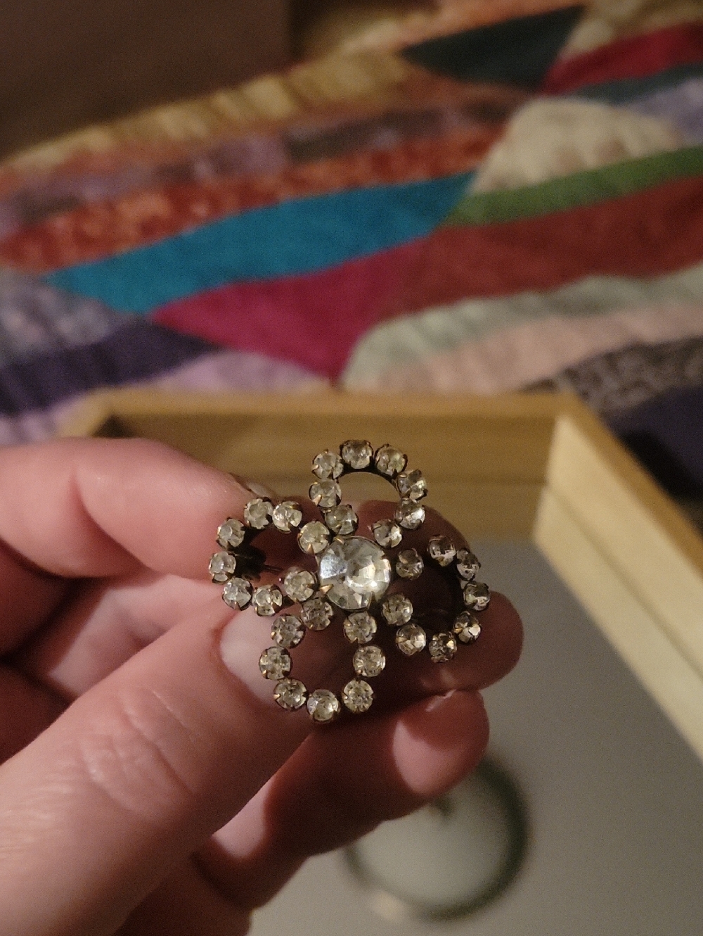 Crystal Floral Statement Brooch - Clear Rhinestone Accent